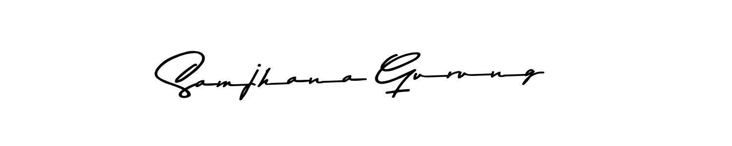 Create a beautiful signature design for name Samjhana Gurung. With this signature (Asem Kandis PERSONAL USE) fonts, you can make a handwritten signature for free. Samjhana Gurung signature style 9 images and pictures png