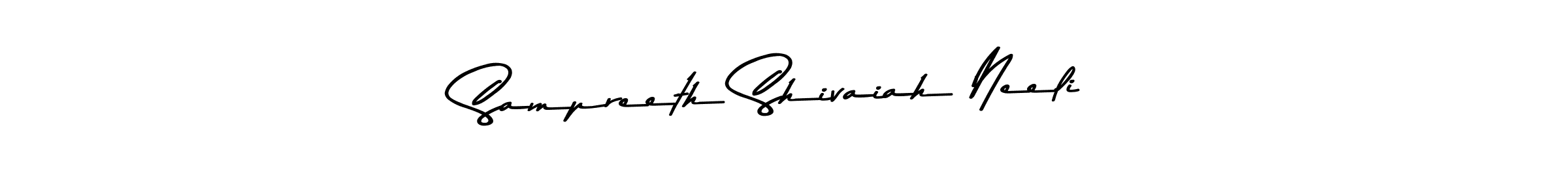 Create a beautiful signature design for name Sampreeth Shivaiah Neeli. With this signature (Asem Kandis PERSONAL USE) fonts, you can make a handwritten signature for free. Sampreeth Shivaiah Neeli signature style 9 images and pictures png