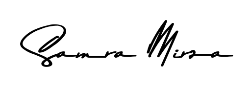 A sleek calligraphic signature for name Samra Mirza utilizing Asem Kandis PERSONAL USE styling. Great for adding personal signatures to photos and art. Samra Mirza signature style 9 images and pictures png