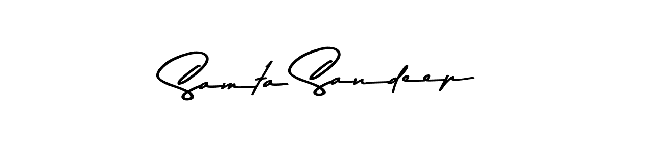 Create a beautiful signature design for name Samta Sandeep. With this signature (Asem Kandis PERSONAL USE) fonts, you can make a handwritten signature for free. Samta Sandeep signature style 9 images and pictures png