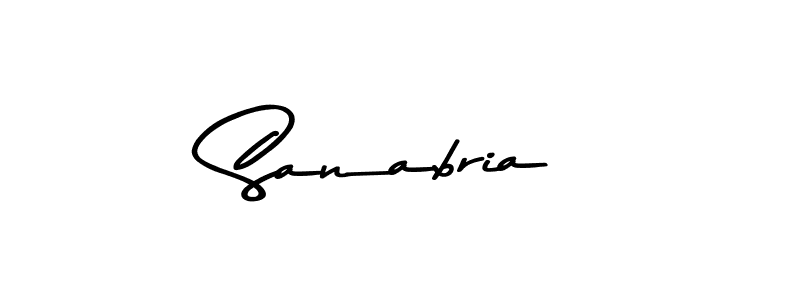 How to make Sanabria name signature. Use Asem Kandis PERSONAL USE style for creating short signs online. This is the latest handwritten sign. Sanabria signature style 9 images and pictures png