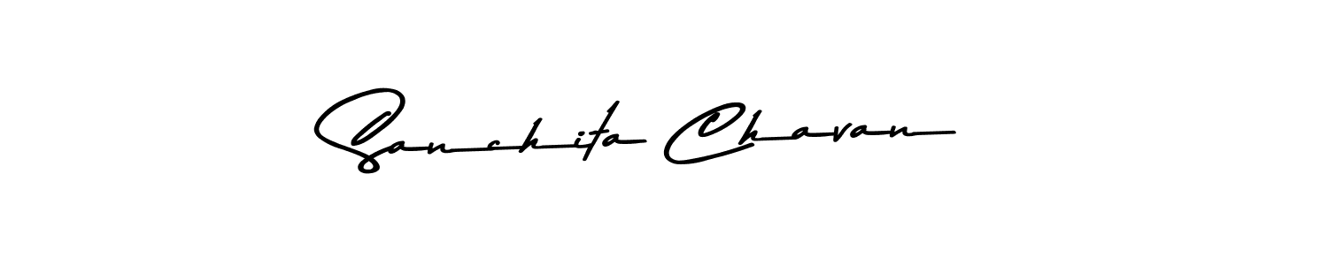 How to make Sanchita Chavan name signature. Use Asem Kandis PERSONAL USE style for creating short signs online. This is the latest handwritten sign. Sanchita Chavan signature style 9 images and pictures png
