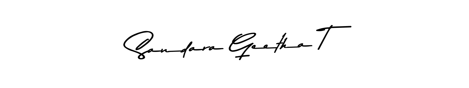 Create a beautiful signature design for name Sandara Geetha T. With this signature (Asem Kandis PERSONAL USE) fonts, you can make a handwritten signature for free. Sandara Geetha T signature style 9 images and pictures png
