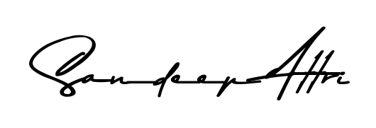 Looking for an artistic signature for Sandeep Attri? The Asem Kandis PERSONAL USE calligraphy style gives a sophisticated flow suitable for business cards and emails. Sandeep Attri signature style 9 images and pictures png