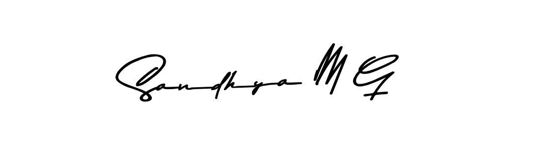 Create a beautiful signature design for name Sandhya M G. With this signature (Asem Kandis PERSONAL USE) fonts, you can make a handwritten signature for free. Sandhya M G signature style 9 images and pictures png