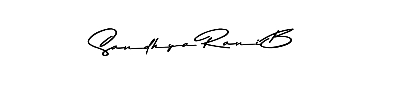 The best way (Asem Kandis PERSONAL USE) to make a short signature is to pick only two or three words in your name. The name Sandhya Rani B include a total of six letters. For converting this name. Sandhya Rani B signature style 9 images and pictures png