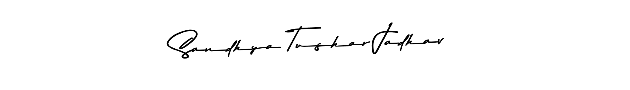 How to make Sandhya Tushar Jadhav name signature. Use Asem Kandis PERSONAL USE style for creating short signs online. This is the latest handwritten sign. Sandhya Tushar Jadhav signature style 9 images and pictures png