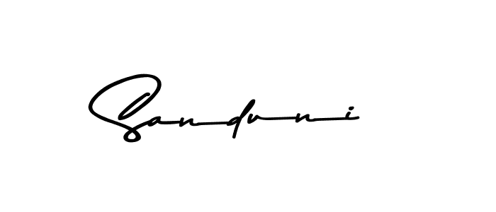 Make a beautiful signature design for name Sanduni. With this signature (Asem Kandis PERSONAL USE) style, you can create a handwritten signature for free. Sanduni signature style 9 images and pictures png