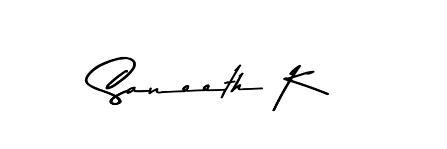Make a beautiful signature design for name Saneeth K. With this signature (Asem Kandis PERSONAL USE) style, you can create a handwritten signature for free. Saneeth K signature style 9 images and pictures png