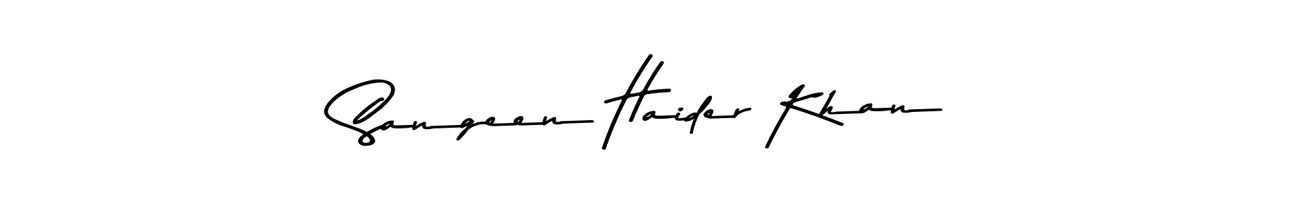 Make a beautiful signature design for name Sangeen Haider Khan. With this signature (Asem Kandis PERSONAL USE) style, you can create a handwritten signature for free. Sangeen Haider Khan signature style 9 images and pictures png