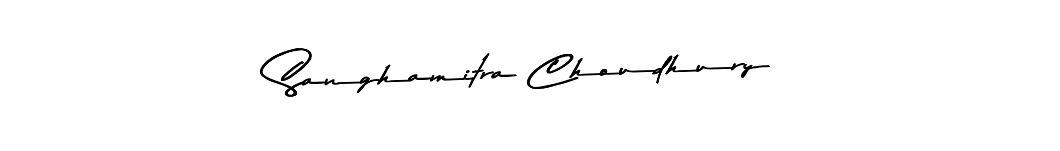 How to make Sanghamitra Choudhury name signature. Use Asem Kandis PERSONAL USE style for creating short signs online. This is the latest handwritten sign. Sanghamitra Choudhury signature style 9 images and pictures png