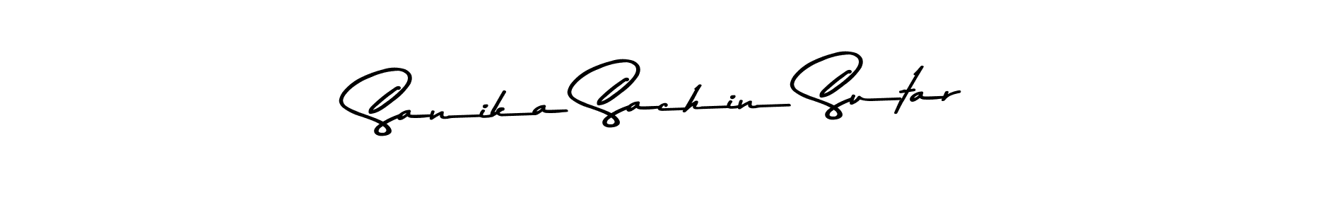 Create a beautiful signature design for name Sanika Sachin Sutar. With this signature (Asem Kandis PERSONAL USE) fonts, you can make a handwritten signature for free. Sanika Sachin Sutar signature style 9 images and pictures png