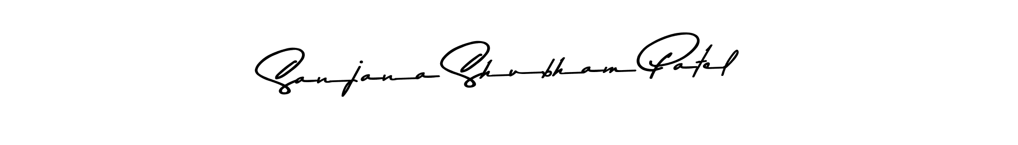 How to make Sanjana Shubham Patel name signature. Use Asem Kandis PERSONAL USE style for creating short signs online. This is the latest handwritten sign. Sanjana Shubham Patel signature style 9 images and pictures png