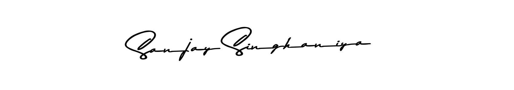 How to make Sanjay Singhaniya name signature. Use Asem Kandis PERSONAL USE style for creating short signs online. This is the latest handwritten sign. Sanjay Singhaniya signature style 9 images and pictures png