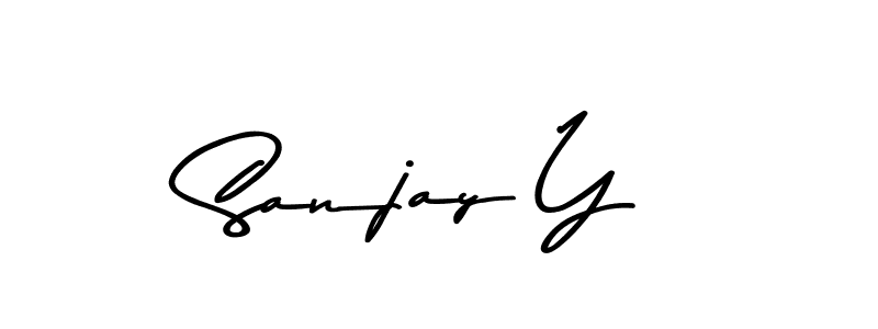 How to make Sanjay Y name signature. Use Asem Kandis PERSONAL USE style for creating short signs online. This is the latest handwritten sign. Sanjay Y signature style 9 images and pictures png