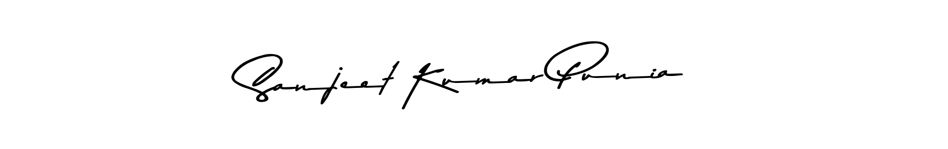 How to make Sanjeet Kumar Punia name signature. Use Asem Kandis PERSONAL USE style for creating short signs online. This is the latest handwritten sign. Sanjeet Kumar Punia signature style 9 images and pictures png