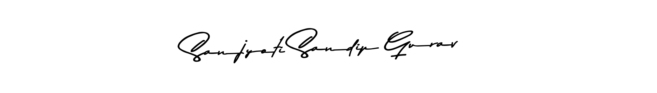 How to make Sanjyoti Sandip Gurav name signature. Use Asem Kandis PERSONAL USE style for creating short signs online. This is the latest handwritten sign. Sanjyoti Sandip Gurav signature style 9 images and pictures png