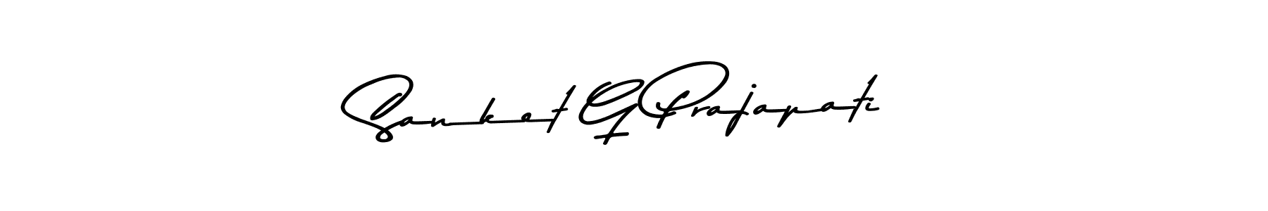 How to make Sanket G Prajapati name signature. Use Asem Kandis PERSONAL USE style for creating short signs online. This is the latest handwritten sign. Sanket G Prajapati signature style 9 images and pictures png