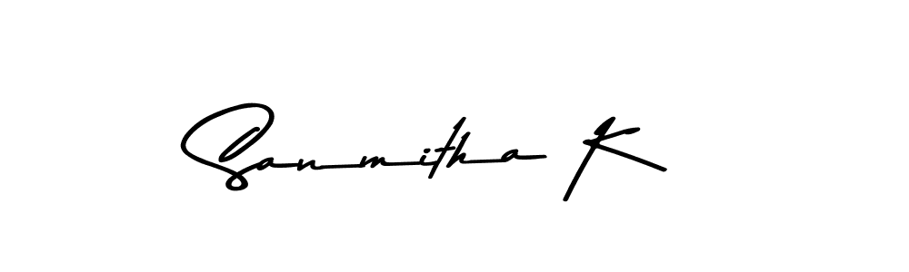 Make a beautiful signature design for name Sanmitha K. With this signature (Asem Kandis PERSONAL USE) style, you can create a handwritten signature for free. Sanmitha K signature style 9 images and pictures png