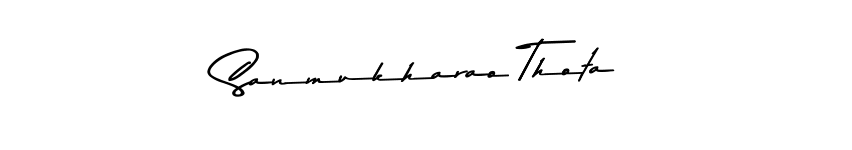 The best way (Asem Kandis PERSONAL USE) to make a short signature is to pick only two or three words in your name. The name Sanmukharao Thota include a total of six letters. For converting this name. Sanmukharao Thota signature style 9 images and pictures png