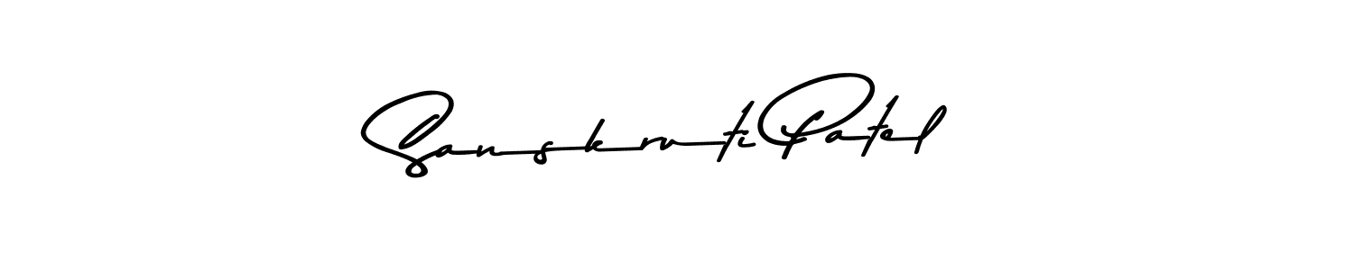 How to make Sanskruti Patel name signature. Use Asem Kandis PERSONAL USE style for creating short signs online. This is the latest handwritten sign. Sanskruti Patel signature style 9 images and pictures png