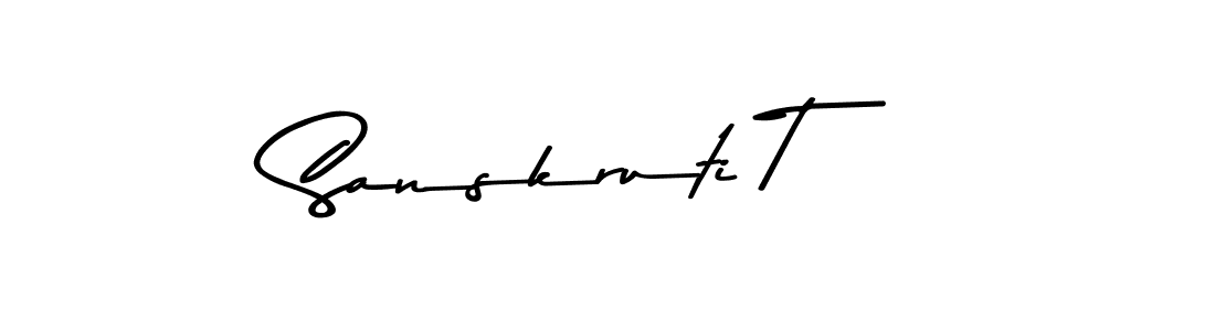 Make a beautiful signature design for name Sanskruti T. With this signature (Asem Kandis PERSONAL USE) style, you can create a handwritten signature for free. Sanskruti T signature style 9 images and pictures png