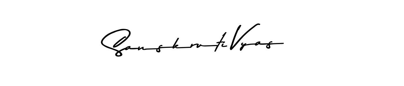 How to make Sanskruti Vyas name signature. Use Asem Kandis PERSONAL USE style for creating short signs online. This is the latest handwritten sign. Sanskruti Vyas signature style 9 images and pictures png