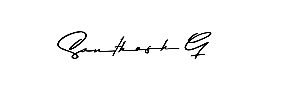 Make a beautiful signature design for name Santhosh G. With this signature (Asem Kandis PERSONAL USE) style, you can create a handwritten signature for free. Santhosh G signature style 9 images and pictures png