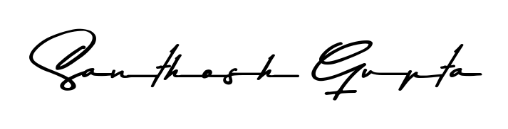Looking for an artistic signature for Santhosh Gupta? The Asem Kandis PERSONAL USE calligraphy style gives a sophisticated flow suitable for business cards and emails. Santhosh Gupta signature style 9 images and pictures png