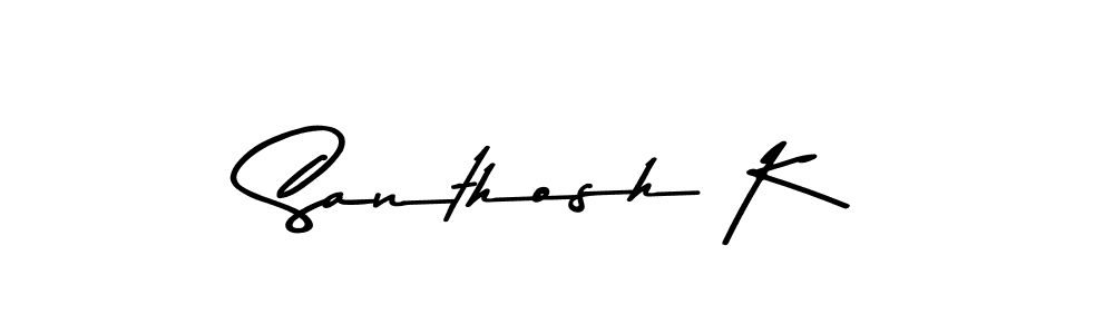 Create a beautiful signature design for name Santhosh K. With this signature (Asem Kandis PERSONAL USE) fonts, you can make a handwritten signature for free. Santhosh K signature style 9 images and pictures png