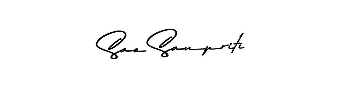How to make Sao Sanpriti name signature. Use Asem Kandis PERSONAL USE style for creating short signs online. This is the latest handwritten sign. Sao Sanpriti signature style 9 images and pictures png