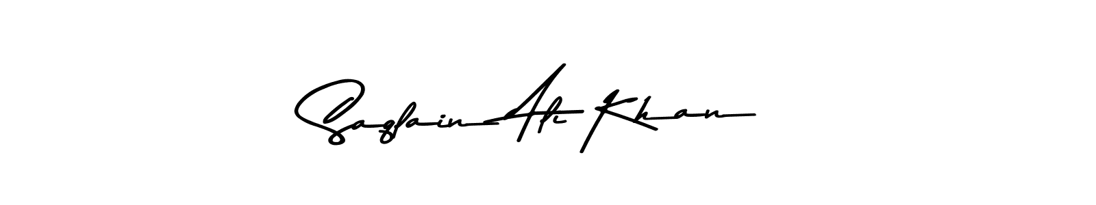 Make a beautiful signature design for name Saqlain Ali Khan. With this signature (Asem Kandis PERSONAL USE) style, you can create a handwritten signature for free. Saqlain Ali Khan signature style 9 images and pictures png