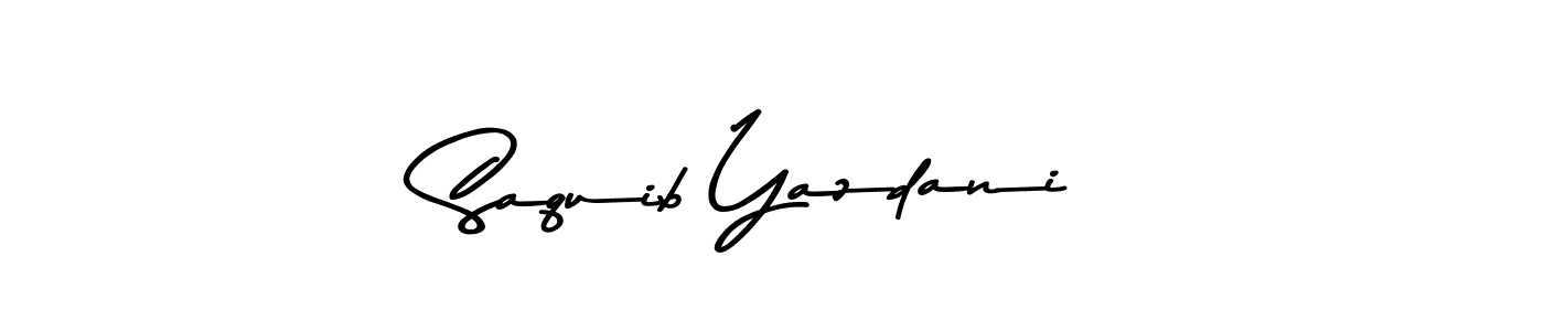 Create a beautiful signature design for name Saquib Yazdani. With this signature (Asem Kandis PERSONAL USE) fonts, you can make a handwritten signature for free. Saquib Yazdani signature style 9 images and pictures png