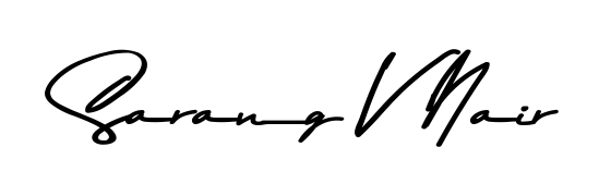 Try this chic Sarang V Nair handwritten sign style. Using Asem Kandis PERSONAL USE font elements, it gives your name a sleek, memorable identity. Sarang V Nair signature style 9 images and pictures png