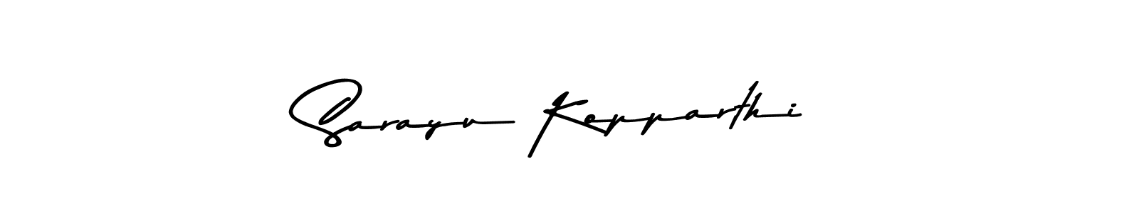 How to make Sarayu Kopparthi name signature. Use Asem Kandis PERSONAL USE style for creating short signs online. This is the latest handwritten sign. Sarayu Kopparthi signature style 9 images and pictures png