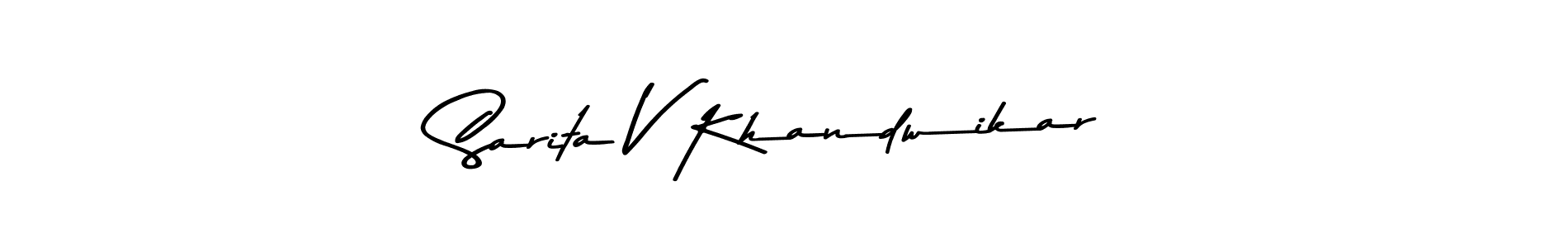 This is the best signature style for the Sarita V Khandwikar name. Also you like these signature font (Asem Kandis PERSONAL USE). Mix name signature. Sarita V Khandwikar signature style 9 images and pictures png