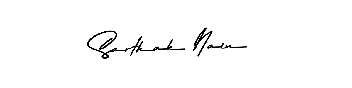 The best way (Asem Kandis PERSONAL USE) to make a short signature is to pick only two or three words in your name. The name Sarthak Nain include a total of six letters. For converting this name. Sarthak Nain signature style 9 images and pictures png