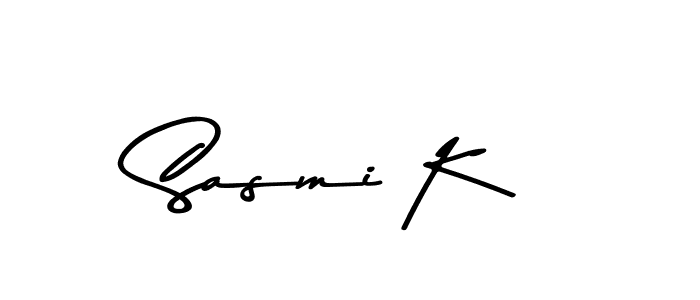 How to make Sasmi K name signature. Use Asem Kandis PERSONAL USE style for creating short signs online. This is the latest handwritten sign. Sasmi K signature style 9 images and pictures png