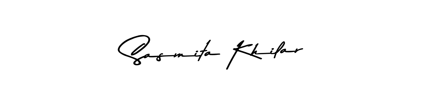 This is the best signature style for the Sasmita Khilar name. Also you like these signature font (Asem Kandis PERSONAL USE). Mix name signature. Sasmita Khilar signature style 9 images and pictures png
