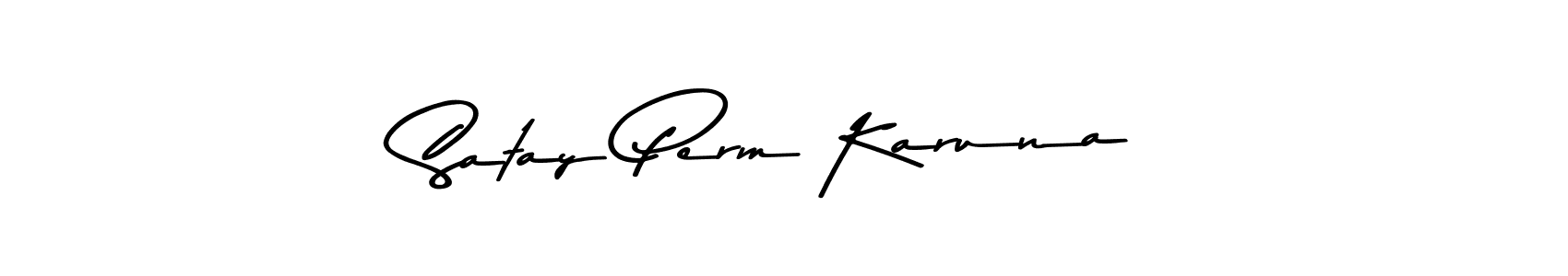 Create a beautiful signature design for name Satay Perm Karuna. With this signature (Asem Kandis PERSONAL USE) fonts, you can make a handwritten signature for free. Satay Perm Karuna signature style 9 images and pictures png