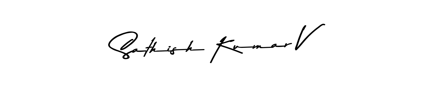 The best way (Asem Kandis PERSONAL USE) to make a short signature is to pick only two or three words in your name. The name Sathish Kumar V include a total of six letters. For converting this name. Sathish Kumar V signature style 9 images and pictures png