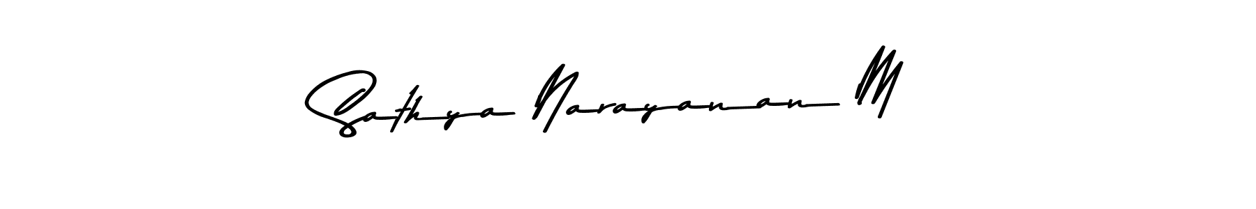 Make a beautiful signature design for name Sathya Narayanan M. With this signature (Asem Kandis PERSONAL USE) style, you can create a handwritten signature for free. Sathya Narayanan M signature style 9 images and pictures png