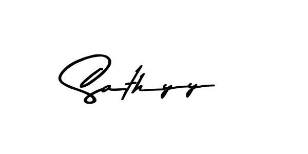 How to make Sathyy name signature. Use Asem Kandis PERSONAL USE style for creating short signs online. This is the latest handwritten sign. Sathyy signature style 9 images and pictures png