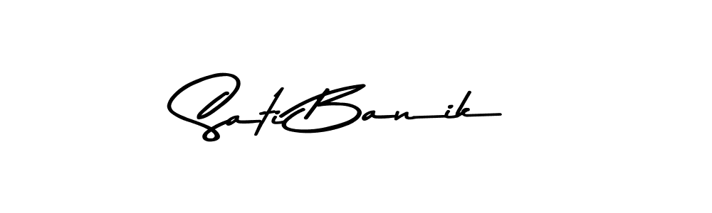 How to make Sati Banik name signature. Use Asem Kandis PERSONAL USE style for creating short signs online. This is the latest handwritten sign. Sati Banik signature style 9 images and pictures png