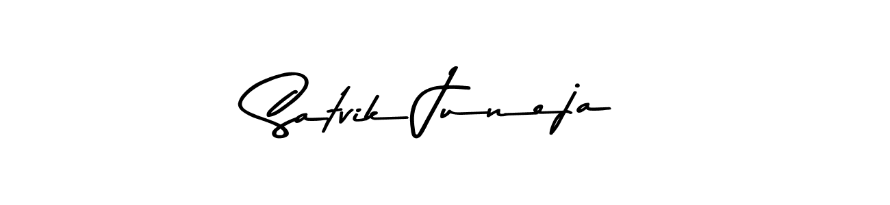 Make a beautiful signature design for name Satvik Juneja. With this signature (Asem Kandis PERSONAL USE) style, you can create a handwritten signature for free. Satvik Juneja signature style 9 images and pictures png