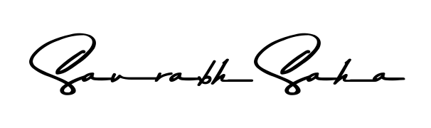 A sleek calligraphic signature for name Saurabh Saha utilizing Asem Kandis PERSONAL USE styling. Great for adding personal signatures to photos and art. Saurabh Saha signature style 9 images and pictures png