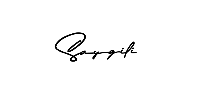 if you are searching for the best signature style for your name Saygili. so please give up your signature search. here we have designed multiple signature styles  using Asem Kandis PERSONAL USE. Saygili signature style 9 images and pictures png