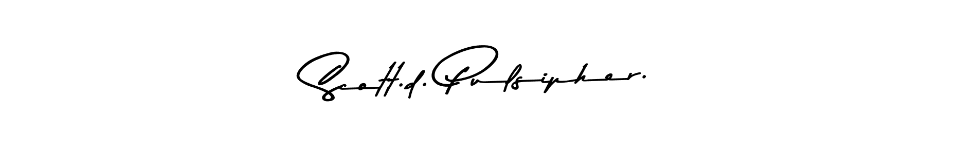 How to make Scott.d. Pulsipher. name signature. Use Asem Kandis PERSONAL USE style for creating short signs online. This is the latest handwritten sign. Scott.d. Pulsipher. signature style 9 images and pictures png