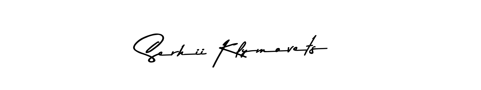 How to make Serhii Klymovets name signature. Use Asem Kandis PERSONAL USE style for creating short signs online. This is the latest handwritten sign. Serhii Klymovets signature style 9 images and pictures png