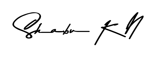 A stylish, flowing autograph style designed for name Shabu K N using Asem Kandis PERSONAL USE typography. Perfect for digital creative projects. Shabu K N signature style 9 images and pictures png